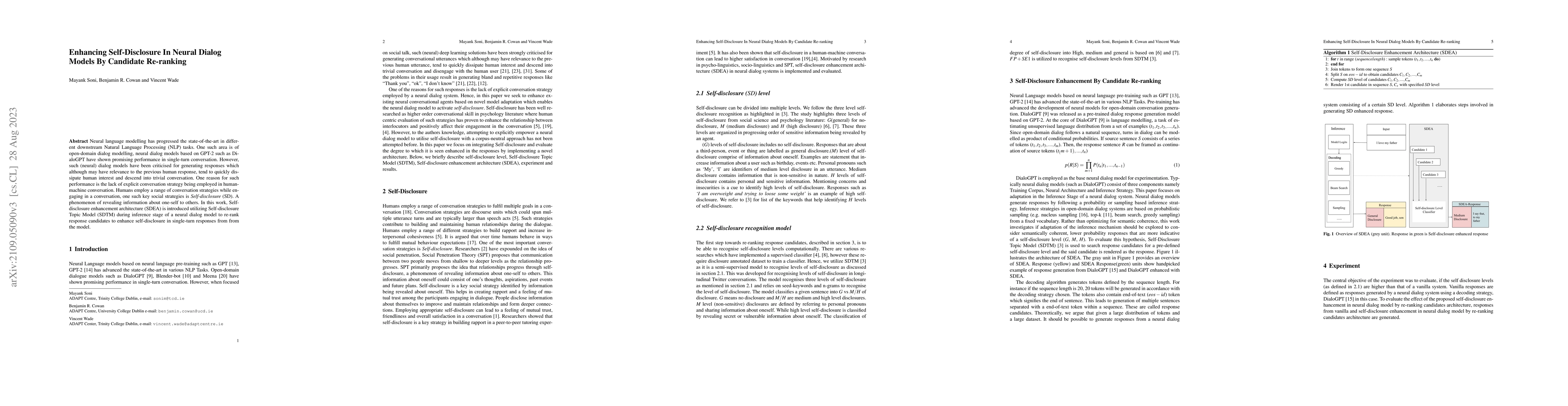 Thumbnail for Enhancing Self-Disclosure In Neural Dialog Models By Candidate
  Re-ranking