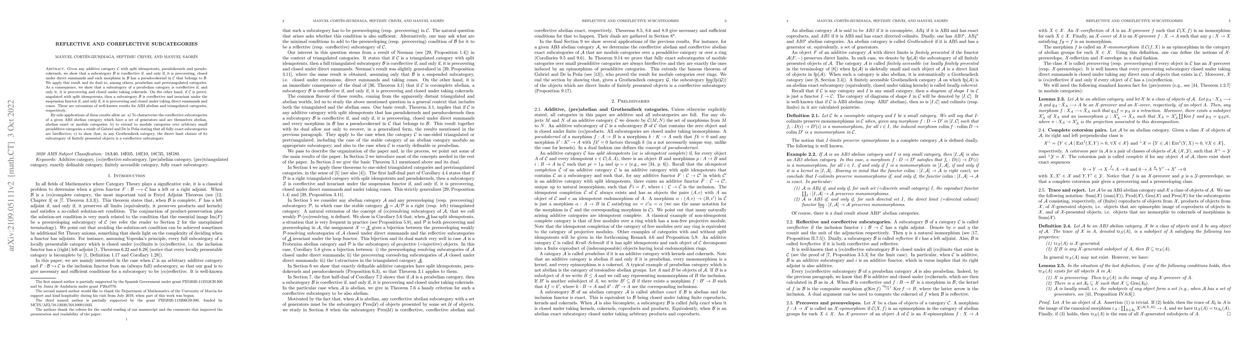 Thumbnail for Reflective and coreflective subcategories