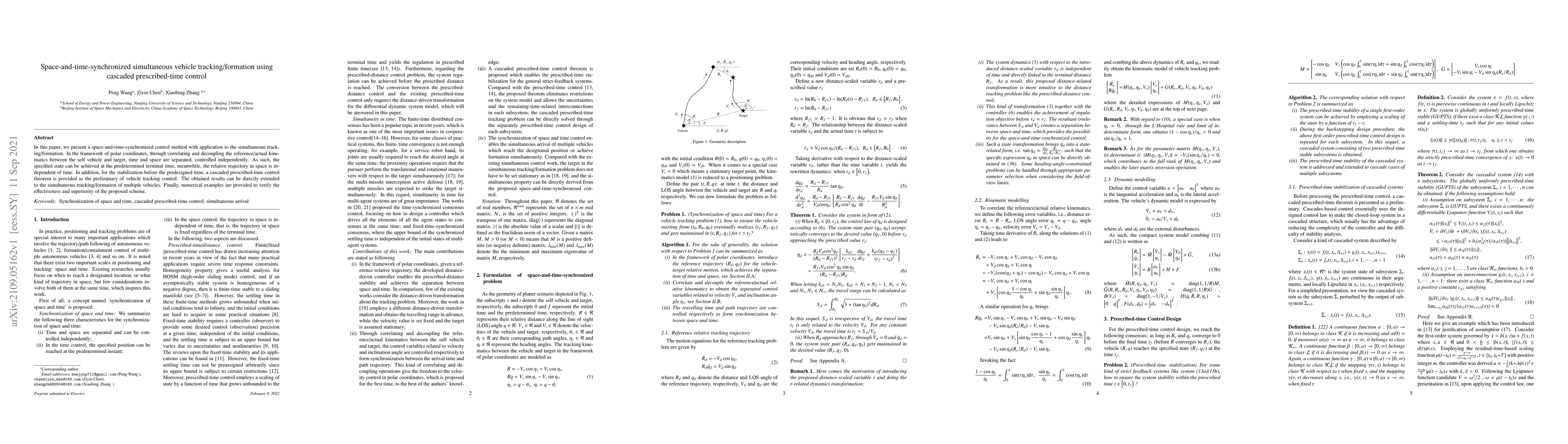 Thumbnail for Space-and-time-synchronized simultaneous vehicle tracking/formation
  using cascaded prescribed-time control