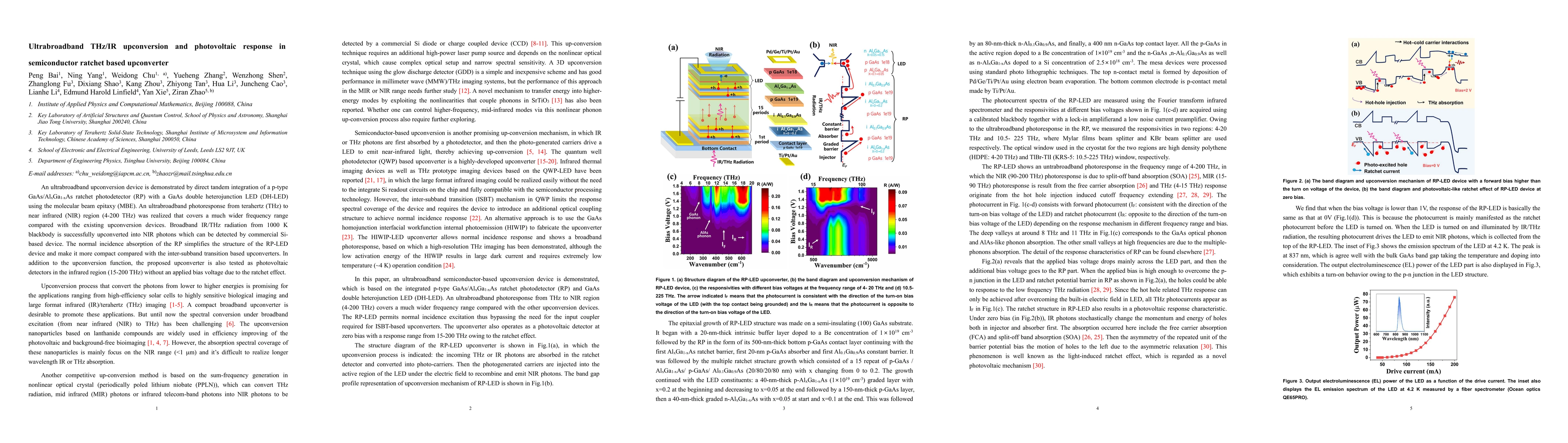 Thumbnail for Ultrabroadband THz/IR upconversion and photovoltaic response in
  semi-conductor ratchet based upconverter