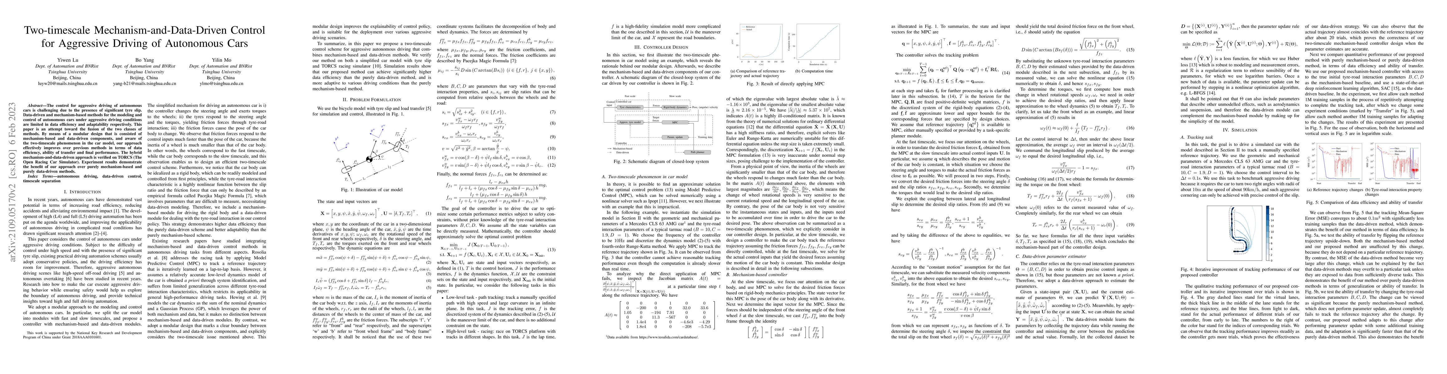 Thumbnail for Two-timescale Mechanism-and-Data-Driven Control for Aggressive Driving
  of Autonomous Cars