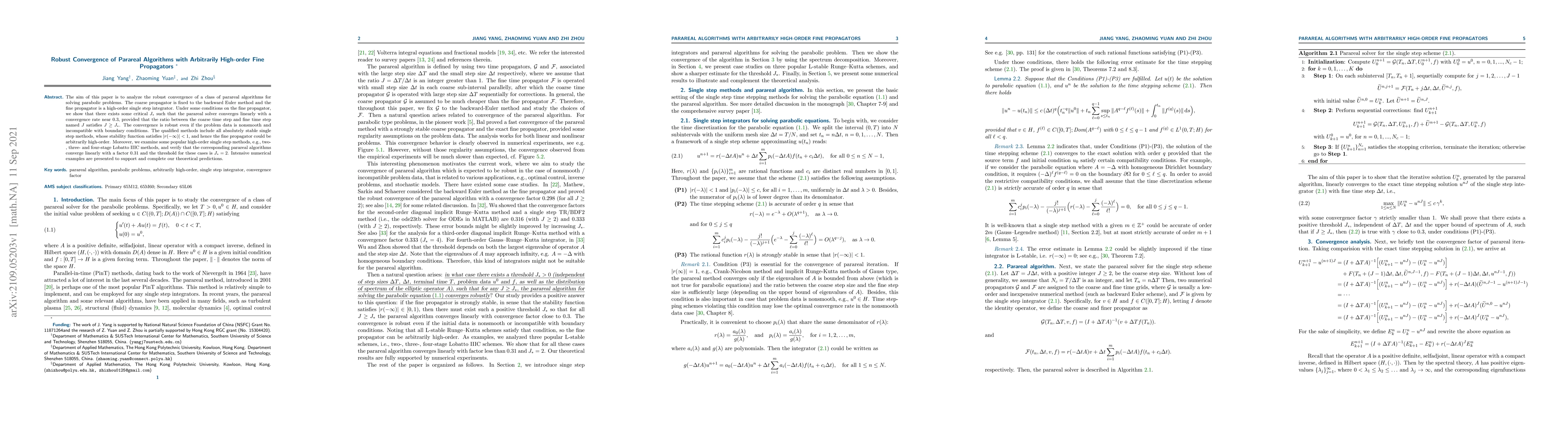 Thumbnail for Robust Convergence of Parareal Algorithms with Arbitrarily High-order
  Fine Propagators