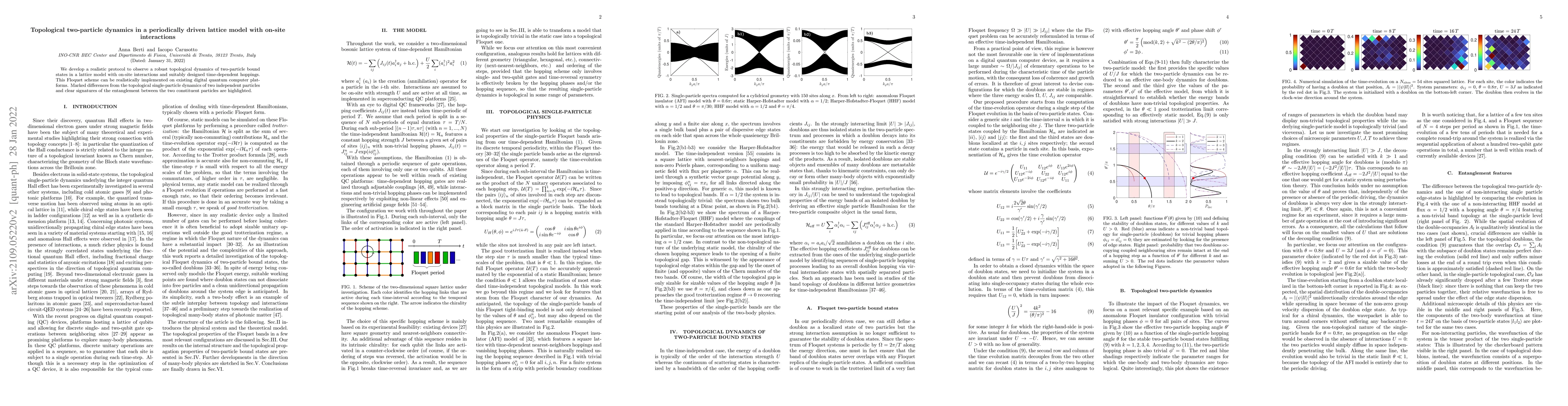 Thumbnail for Topological two-particle dynamics in a periodically driven lattice model
  with on-site interactions
