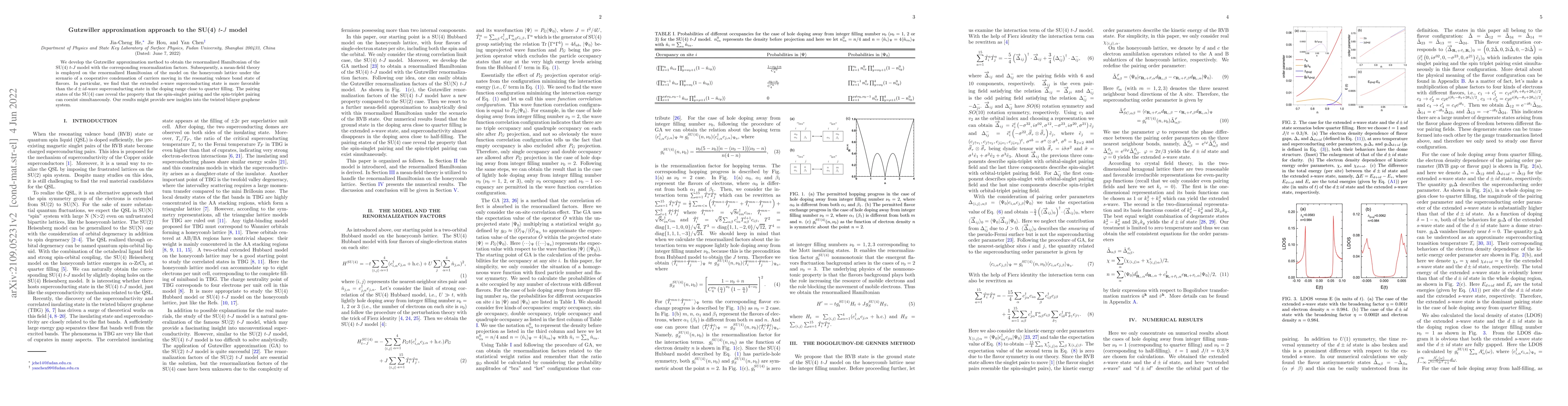 Thumbnail for Gutzwiller approximation approach to the SU(4) $t$-$J$ model