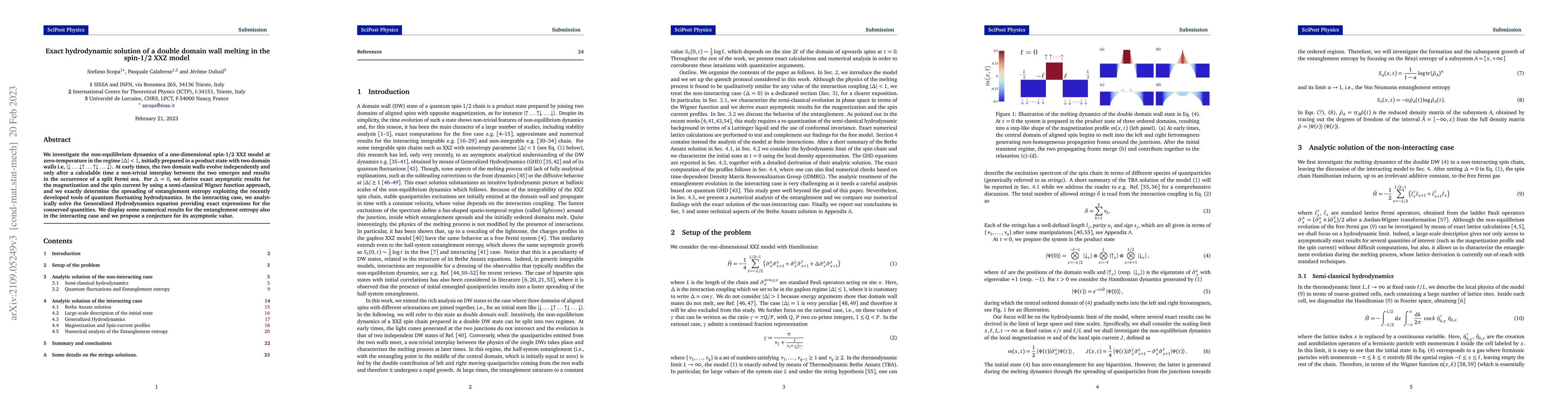 Thumbnail for Exact hydrodynamic solution of a double domain wall melting in the
  spin-1/2 XXZ model