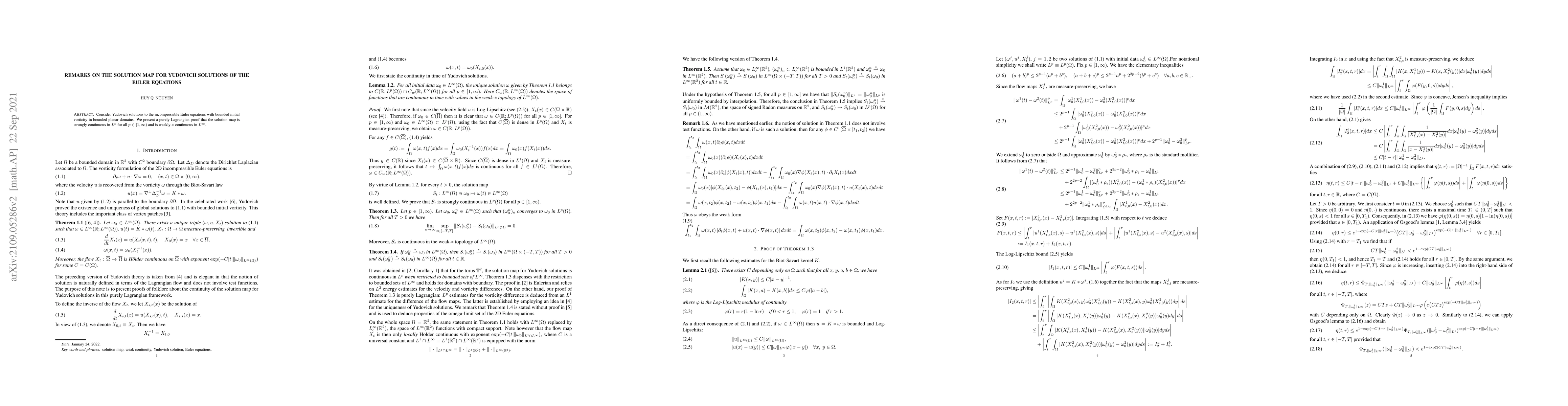 Thumbnail for Remarks on the solution map for Yudovich solutions of the Euler
  equations
