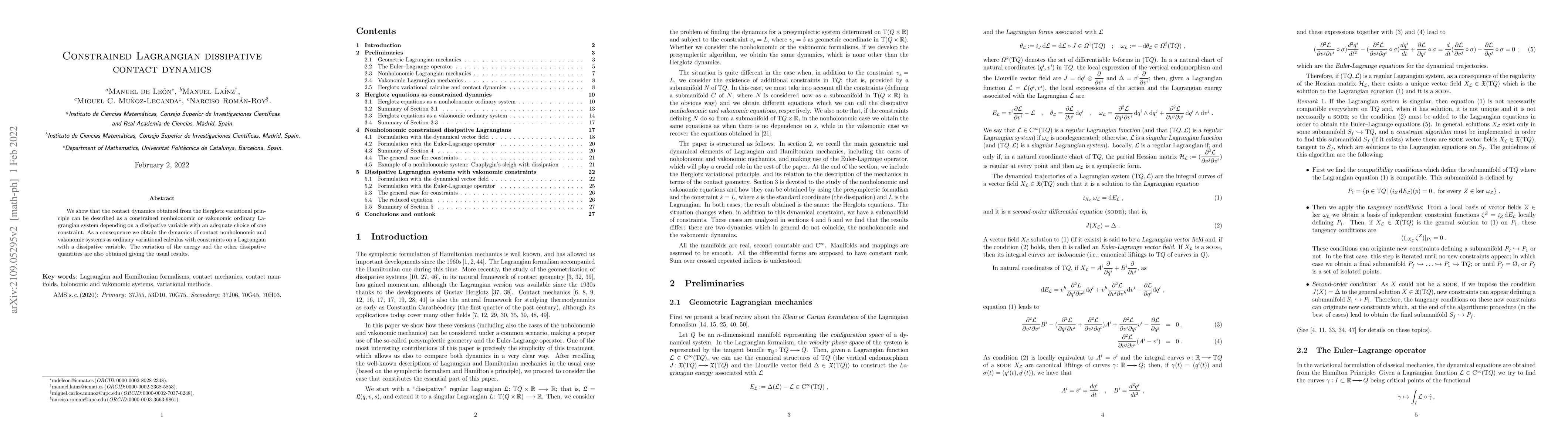 Thumbnail for Constrained Lagrangian dissipative contact dynamics
