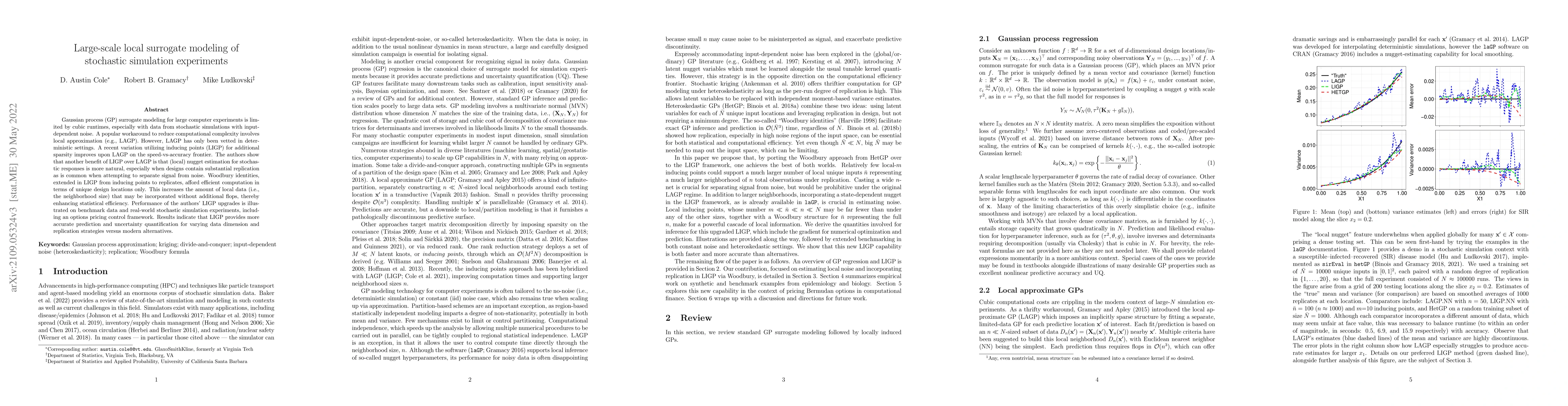 Thumbnail for Large-scale local surrogate modeling of stochastic simulation
  experiments