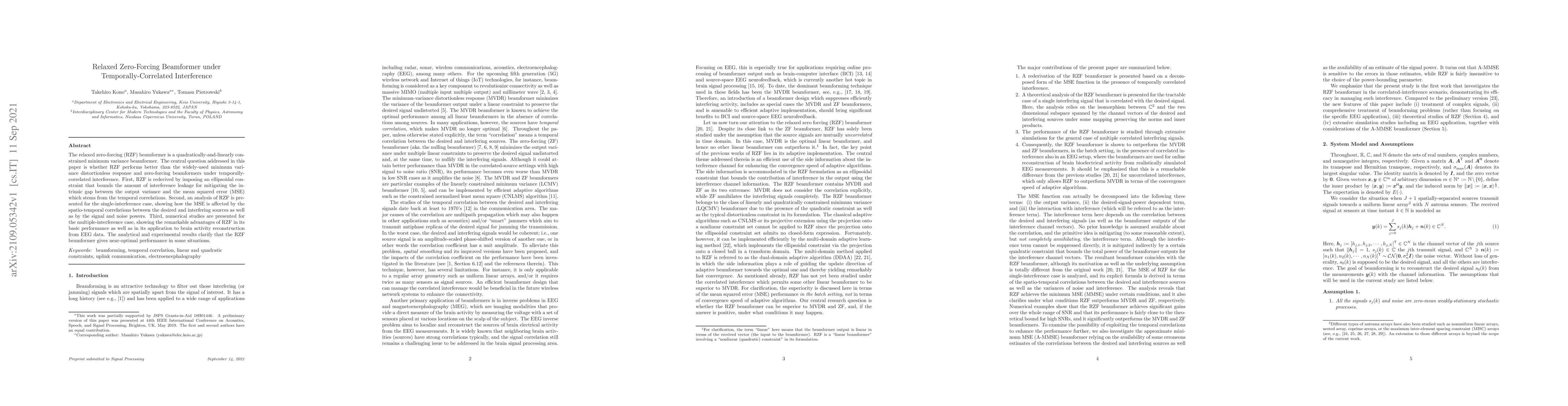 Thumbnail for Relaxed Zero-Forcing Beamformer under Temporally-Correlated Interference