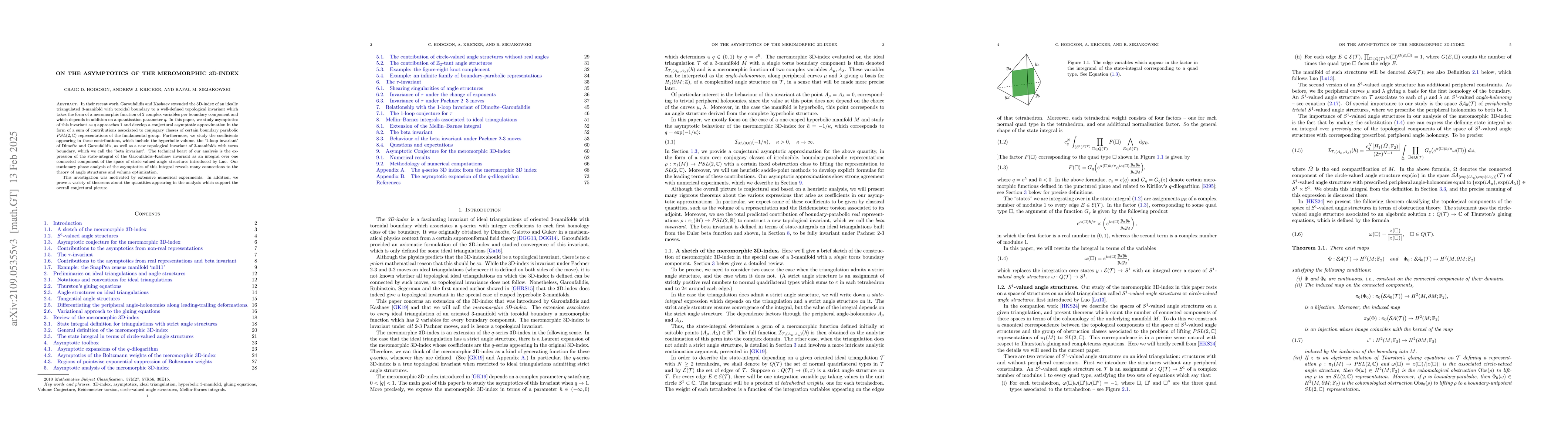 Thumbnail for On the asymptotics of the meromorphic 3D-index