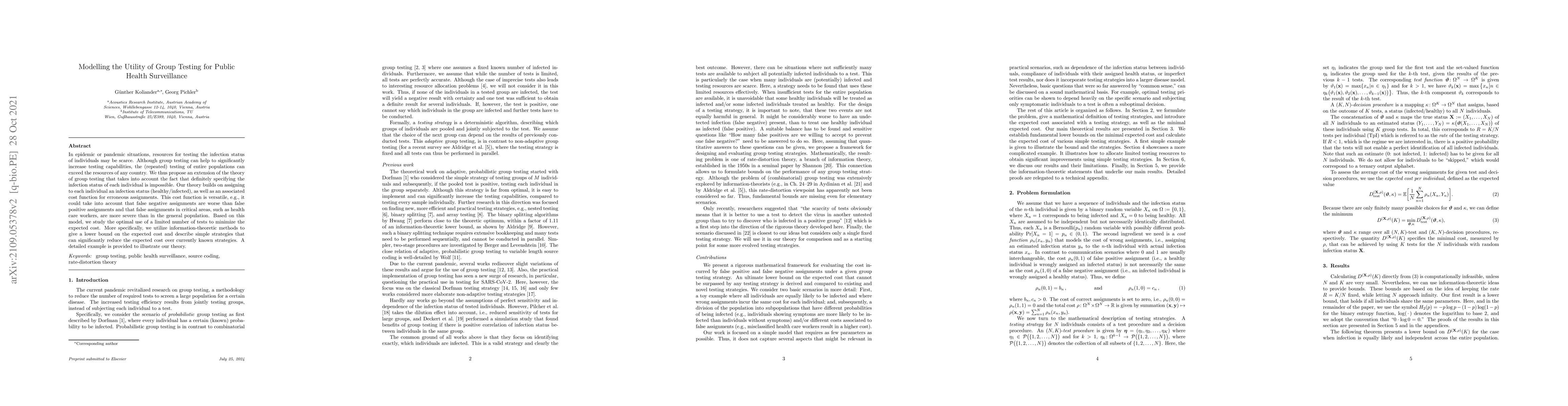 Thumbnail for Modelling the Utility of Group Testing for Public Health Surveillance