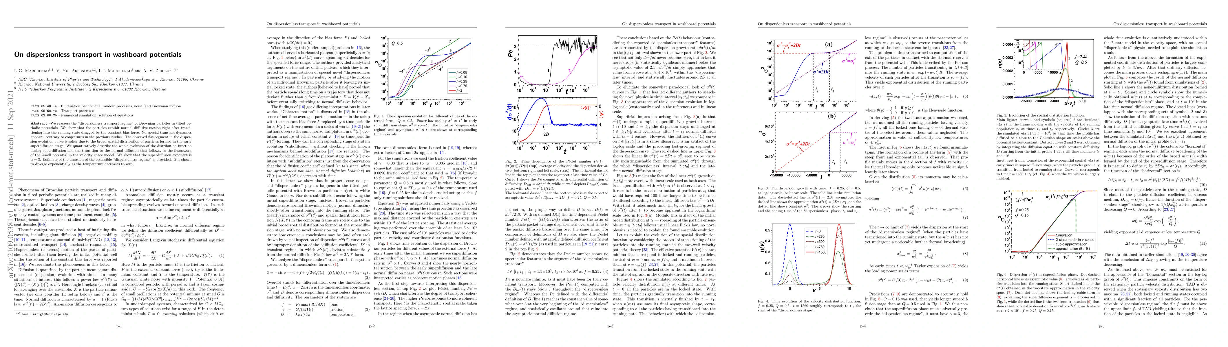 Thumbnail for On dispersionless transport in washboard potentials