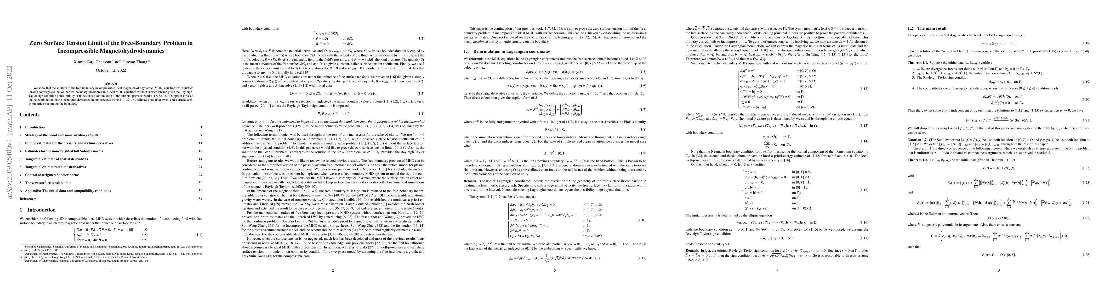Thumbnail for Zero Surface Tension Limit of the Free-Boundary Problem in
  Incompressible Magnetohydrodynamics