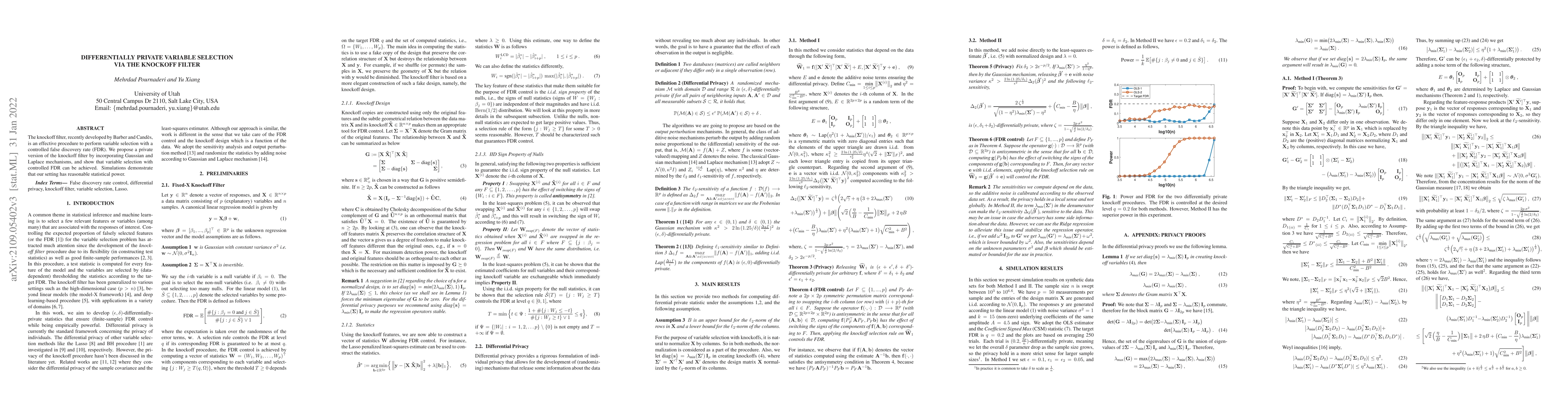 Thumbnail for Differentially Private Variable Selection via the Knockoff Filter