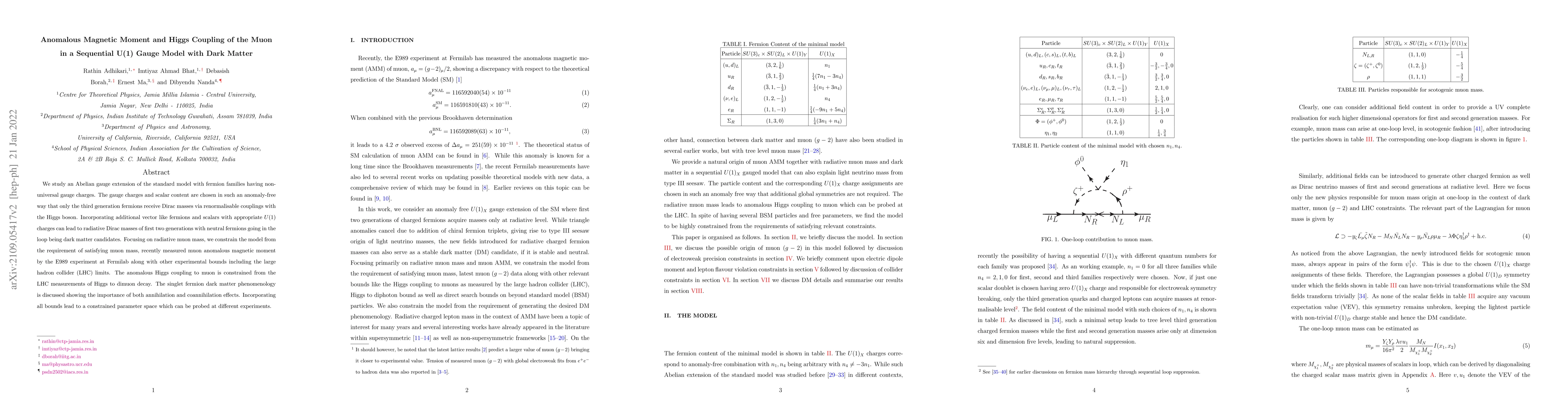 Thumbnail for Anomalous Magnetic Moment and Higgs Coupling of the Muon in a Sequential
  U(1) Gauge Model with Dark Matter