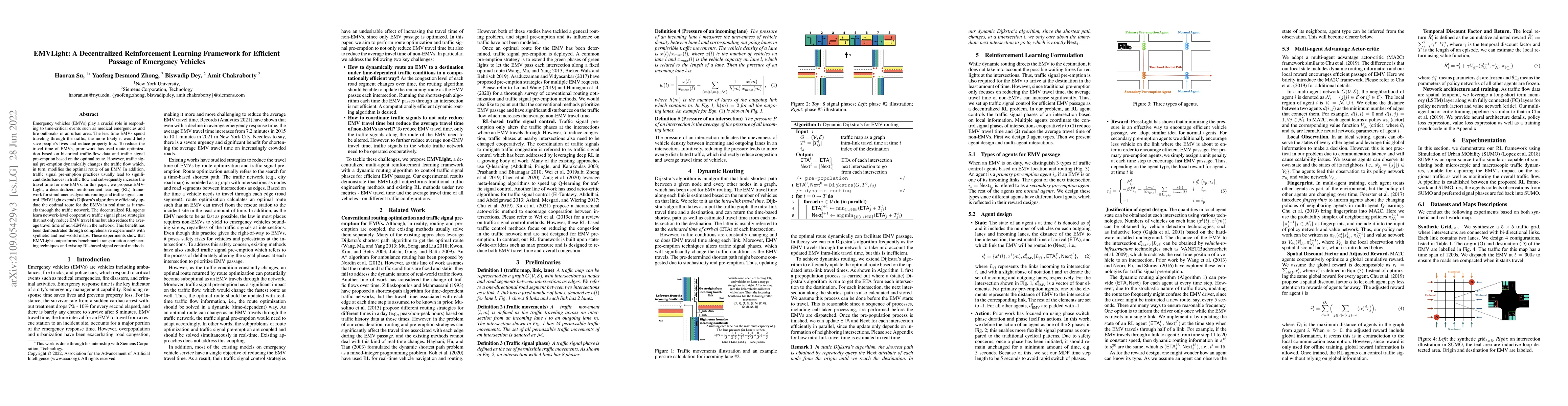 Thumbnail for EMVLight: A Decentralized Reinforcement Learning Framework for Efficient
  Passage of Emergency Vehicles