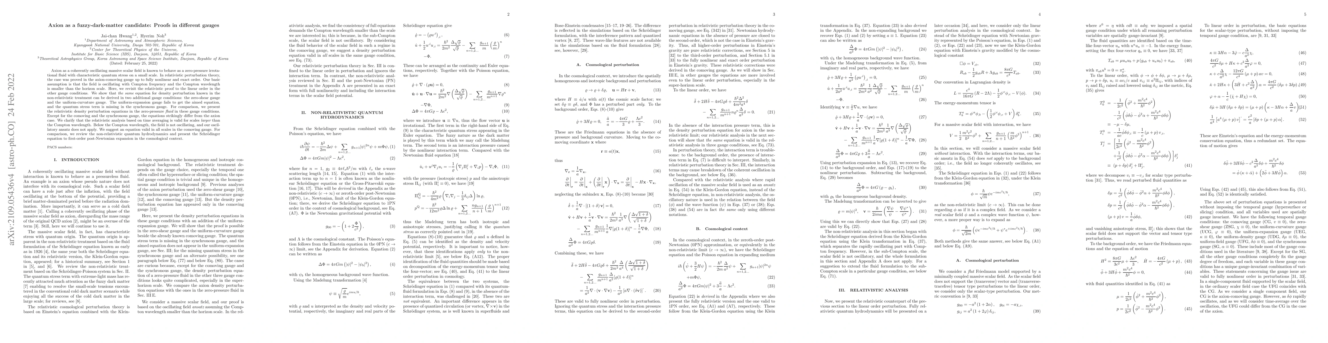 Thumbnail for Axion as a fuzzy-dark-matter candidate: Proofs in different gauges