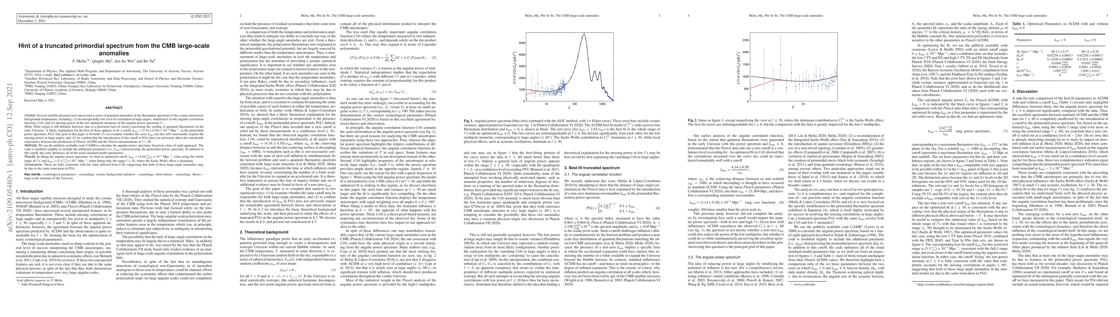 Thumbnail for Hint of a truncated primordial spectrum from the CMB large-scale
  anomalies