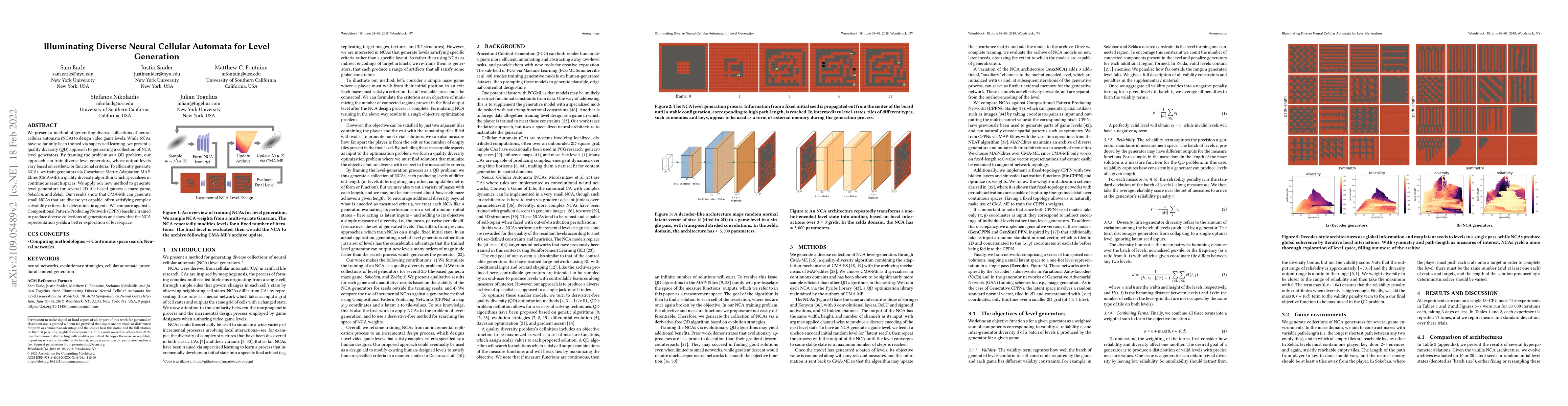 Thumbnail for Illuminating Diverse Neural Cellular Automata for Level Generation