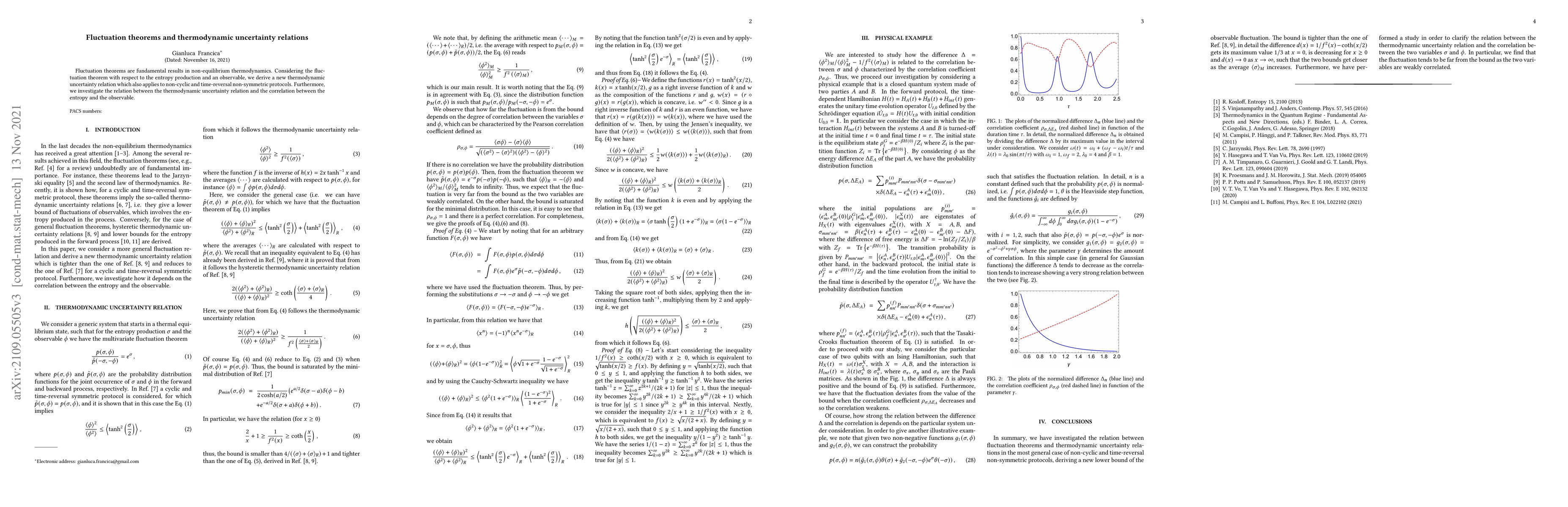 Thumbnail for Fluctuation theorems and thermodynamic uncertainty relations