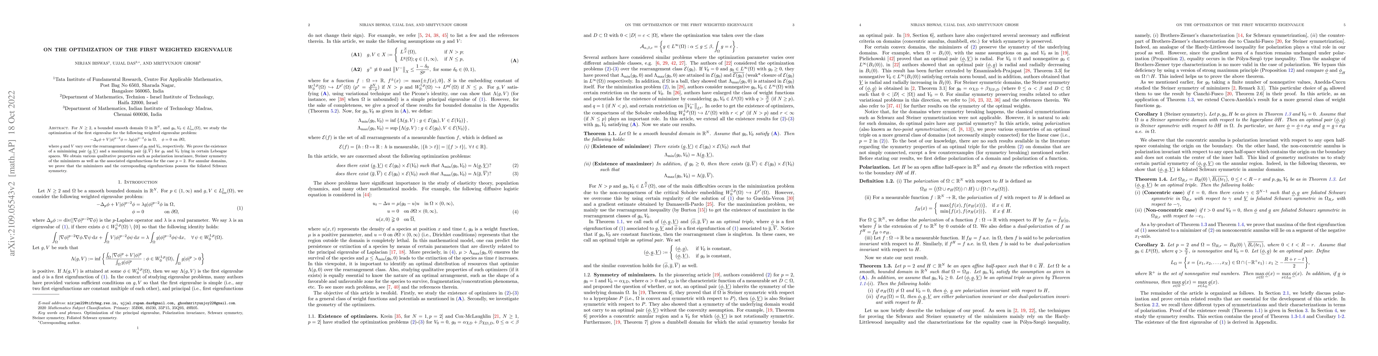 Thumbnail for On the optimization of the first weighted eigenvalue