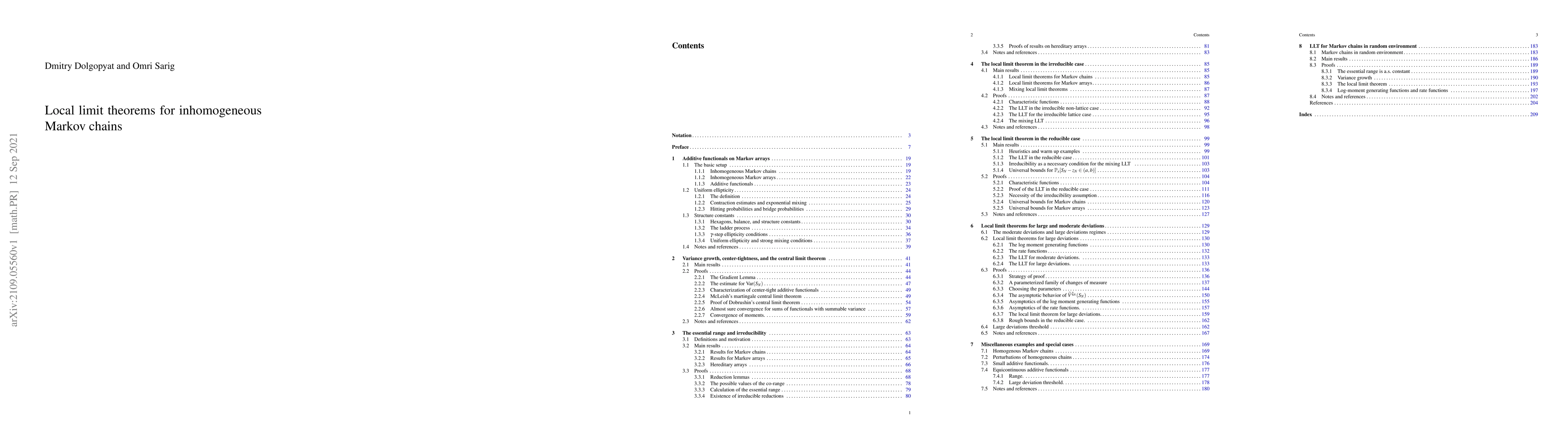 Thumbnail for Local limit theorems for inhomogeneous Markov chains