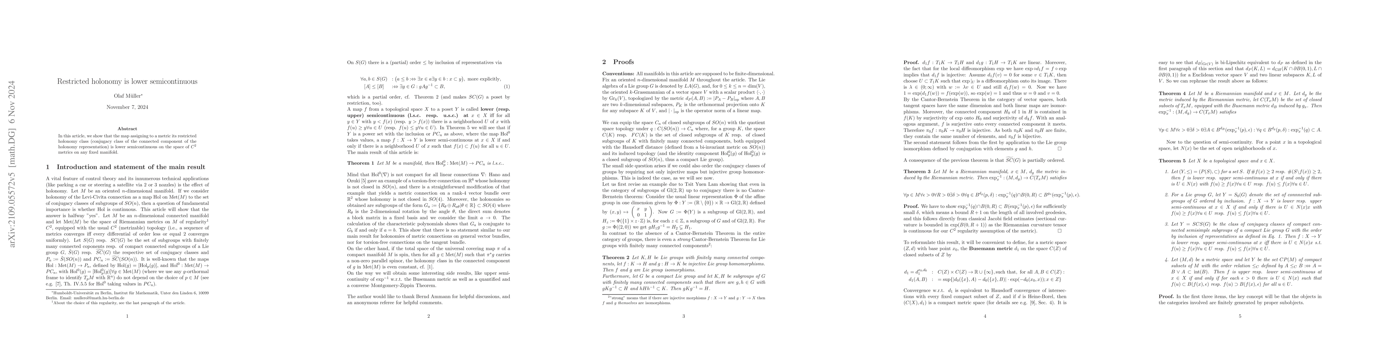 Thumbnail for Connected holonomy is lower semicontinuous