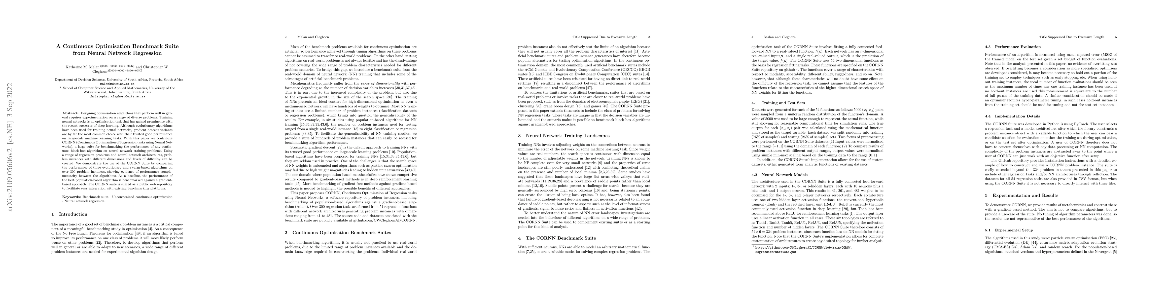 Thumbnail for A Continuous Optimisation Benchmark Suite from Neural Network Regression
