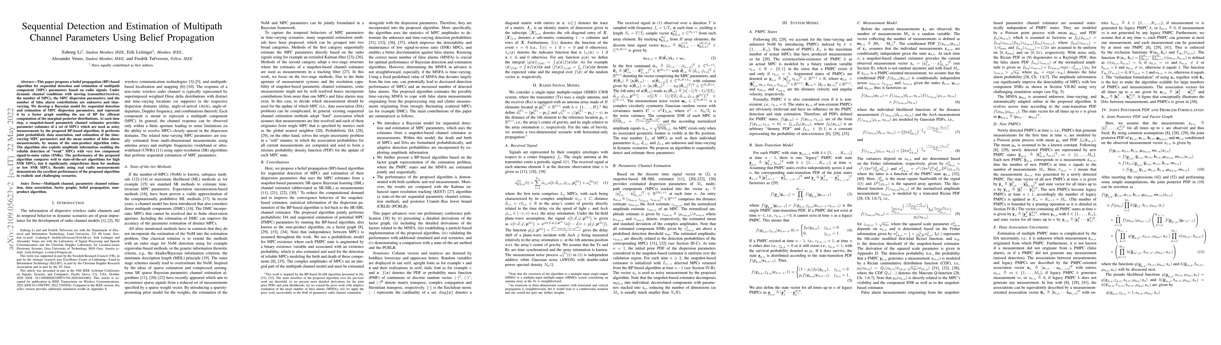 Thumbnail for Sequential Detection and Estimation of Multipath Channel Parameters
  Using Belief Propagation