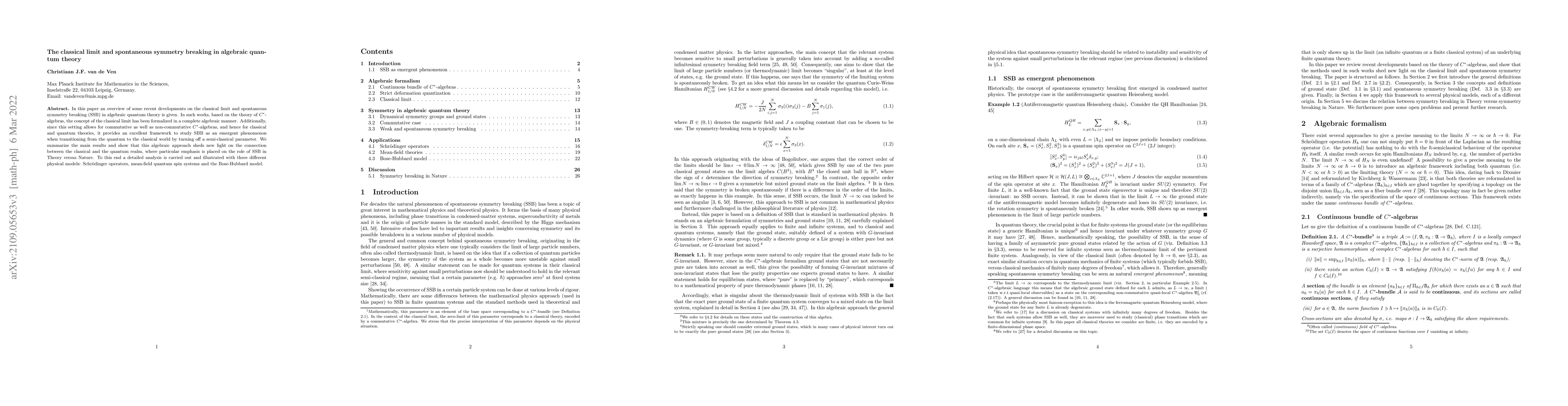 Thumbnail for The classical limit and spontaneous symmetry breaking in algebraic
  quantum theory
