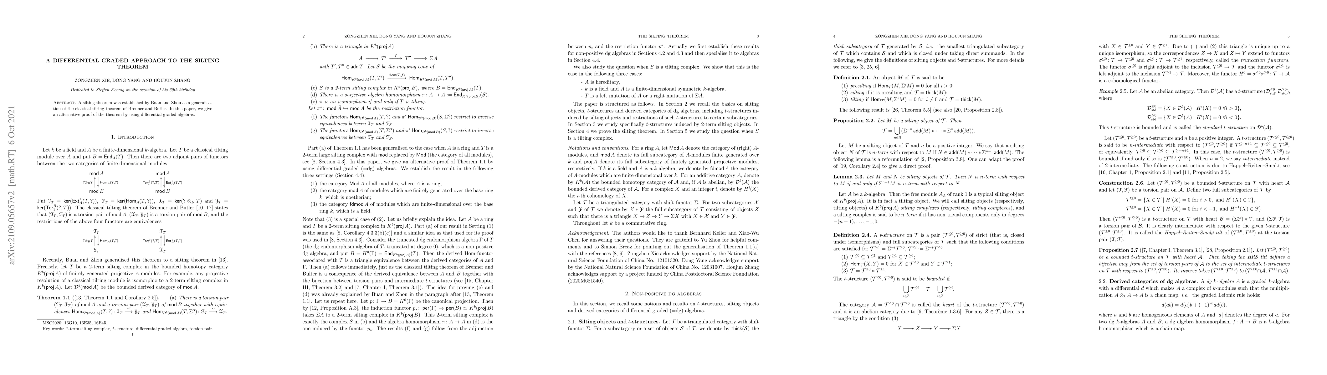 Thumbnail for A differential graded approach to the silting theorem