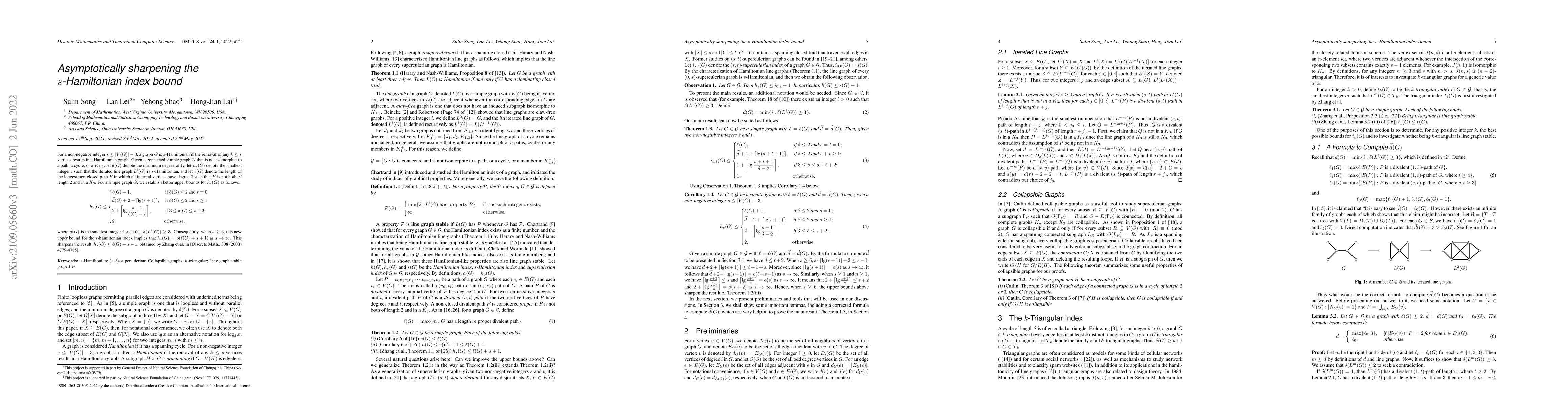Thumbnail for Asymptotically sharpening the $s$-Hamiltonian index bound