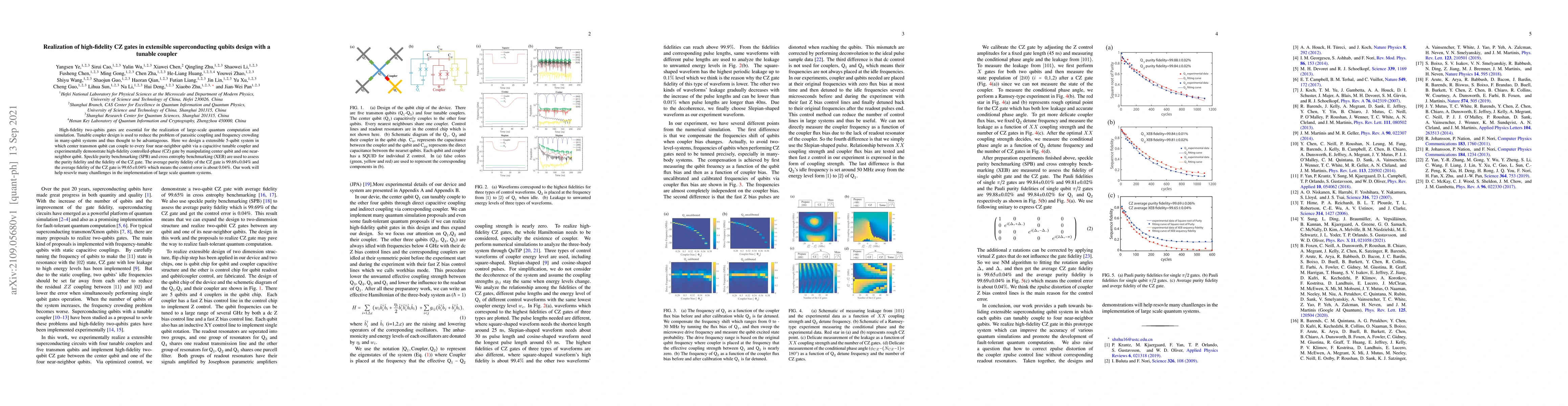 Thumbnail for Realization of high-fidelity CZ gates in extensible superconducting
  qubits design with a tunable coupler