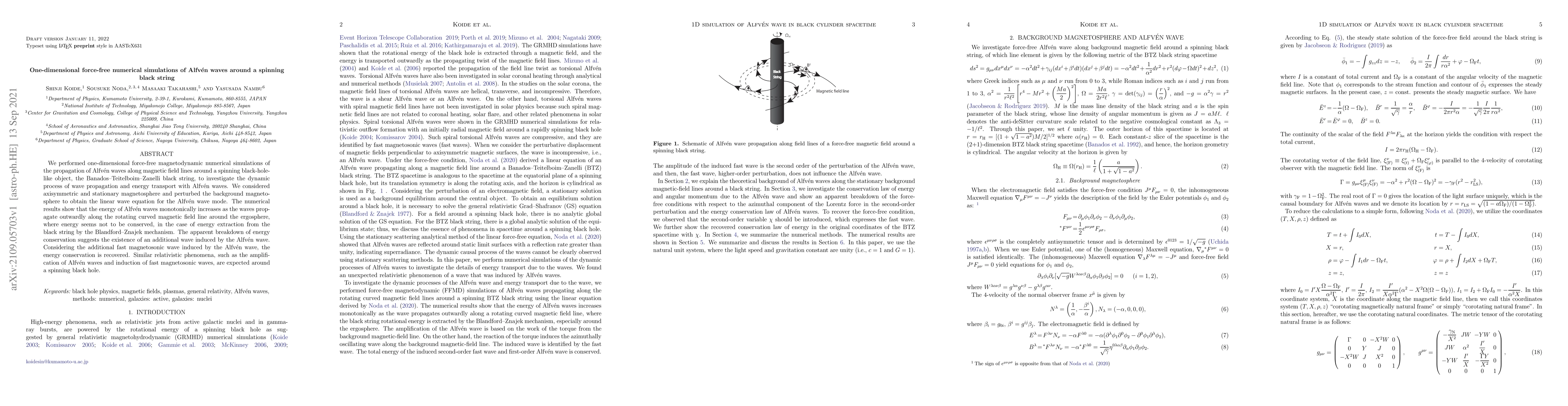 Thumbnail for One-dimensional force-free numerical simulations of Alfven waves around
  a spinning black string