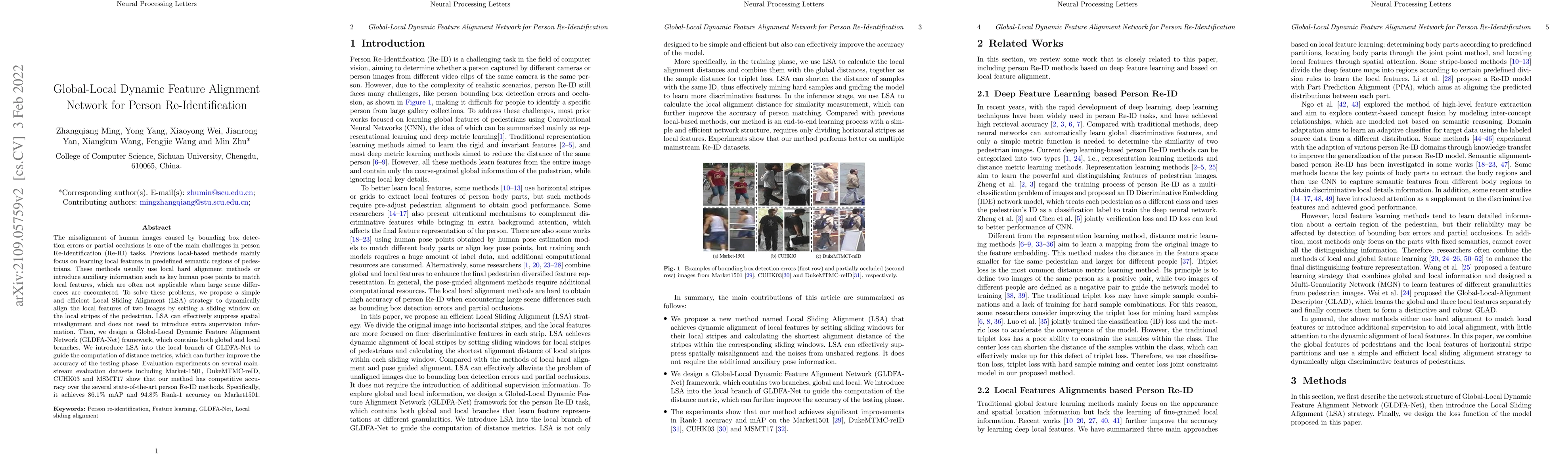 Thumbnail for Global-Local Dynamic Feature Alignment Network for Person
  Re-Identification