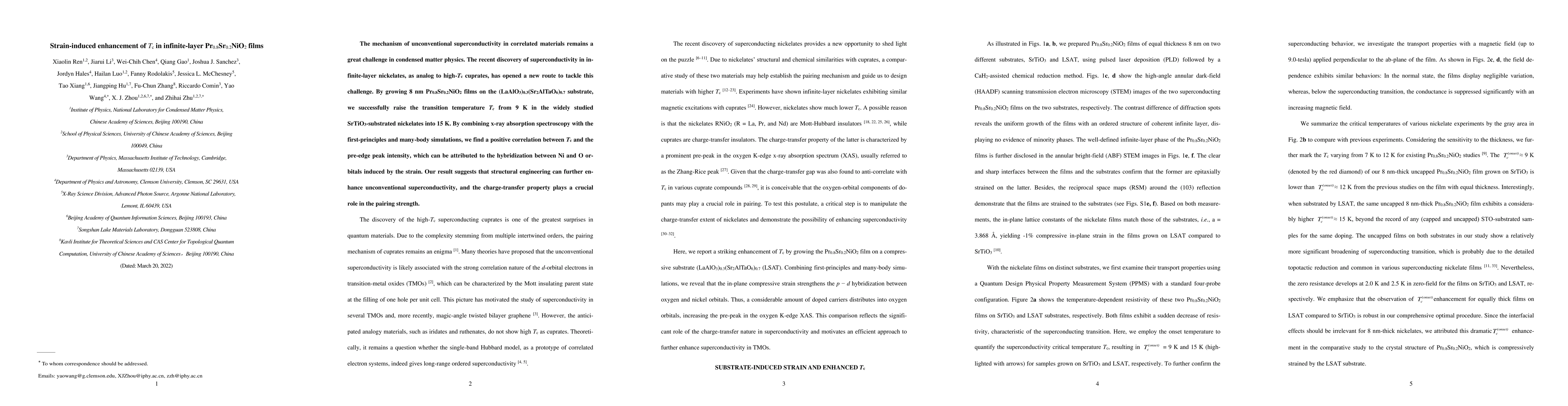 Thumbnail for Strain-induced enhancement of $T_c$ in infinite-layer
  Pr$_{0.8}$Sr$_{0.2}$NiO$_2$ films