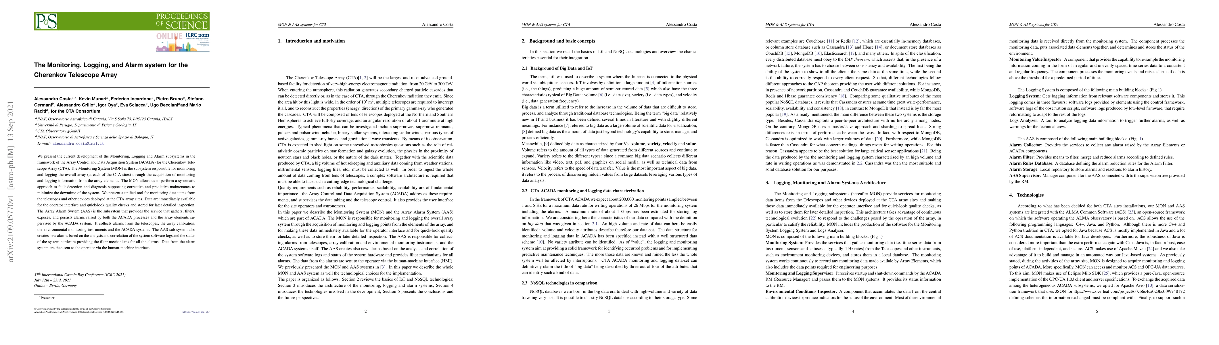 Thumbnail for The Monitoring, Logging, and Alarm system for the Cherenkov Telescope
  Array