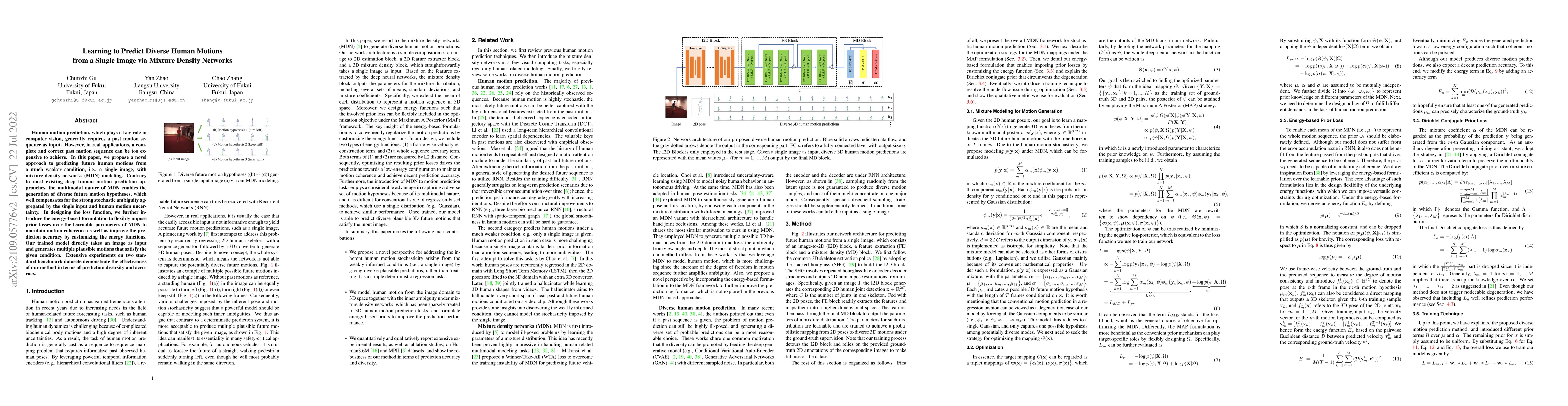Thumbnail for Learning to Predict Diverse Human Motions from a Single Image via
  Mixture Density Networks
