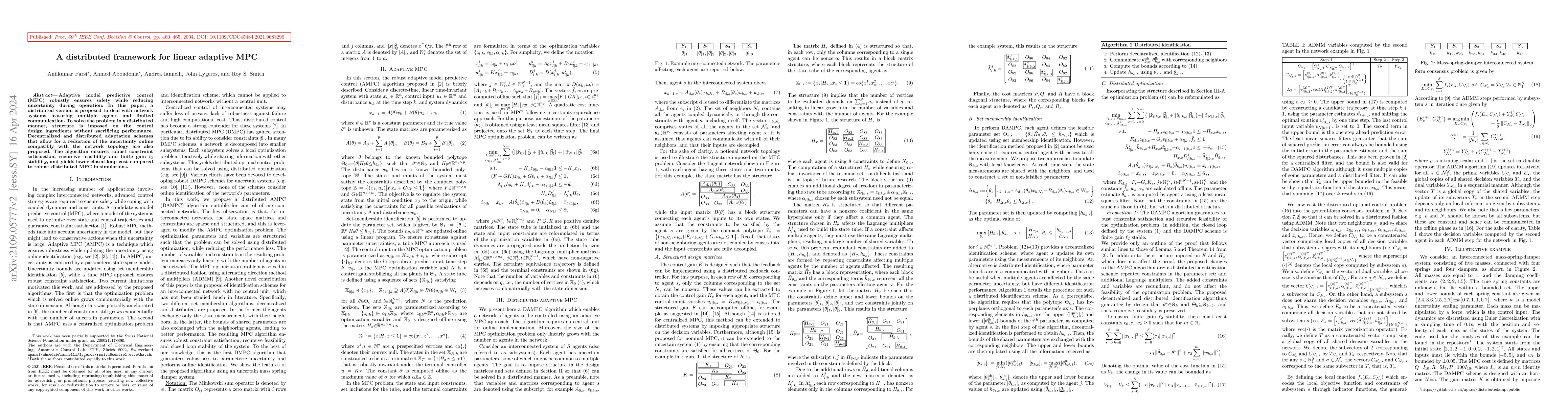 Thumbnail for A distributed framework for linear adaptive MPC