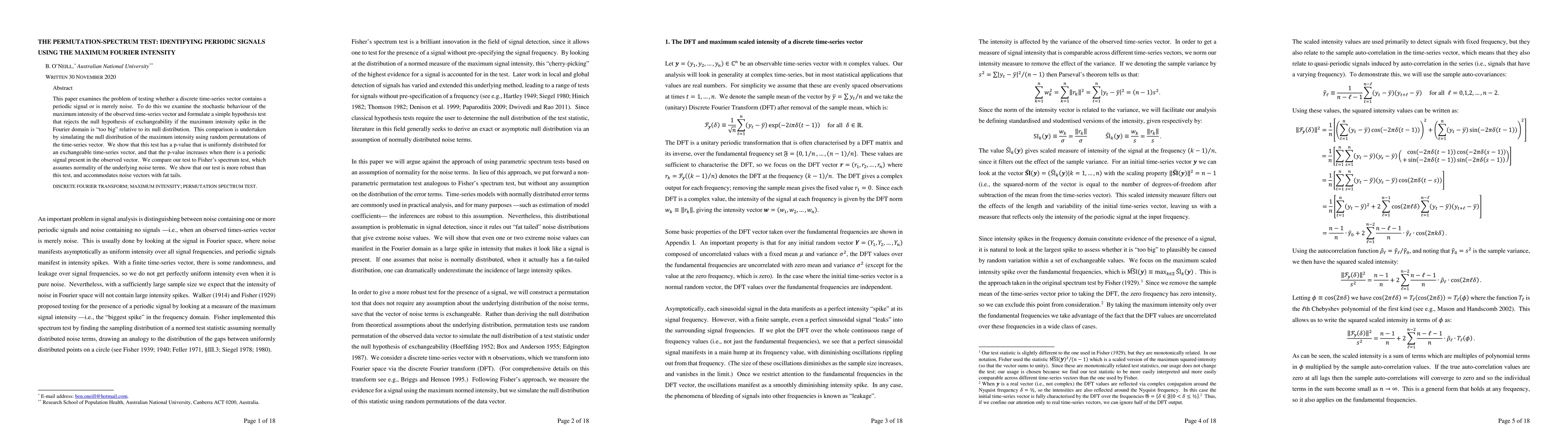 Thumbnail for The Permutation-Spectrum Test: Identifying Periodic Signals using the
  Maximum Fourier Intensity