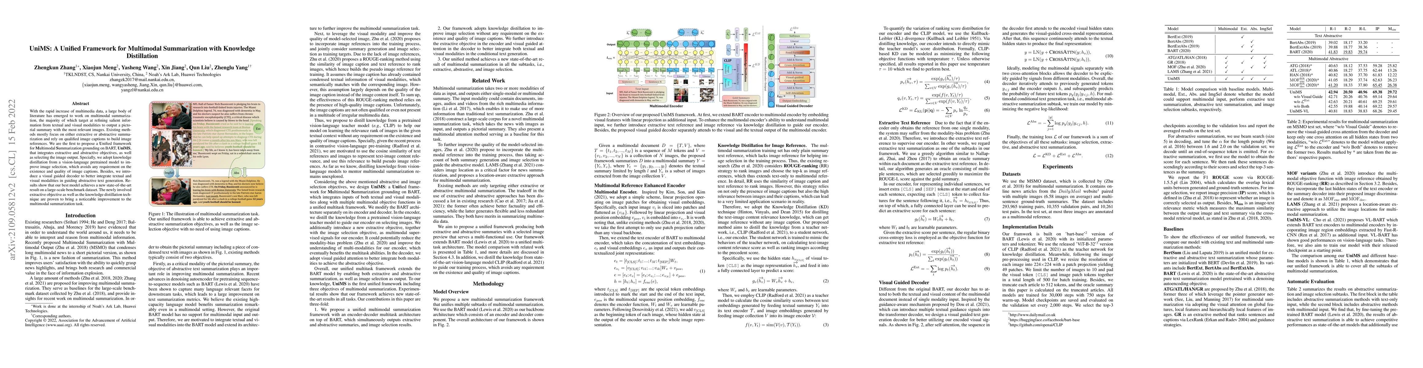 Thumbnail for UniMS: A Unified Framework for Multimodal Summarization with Knowledge
  Distillation