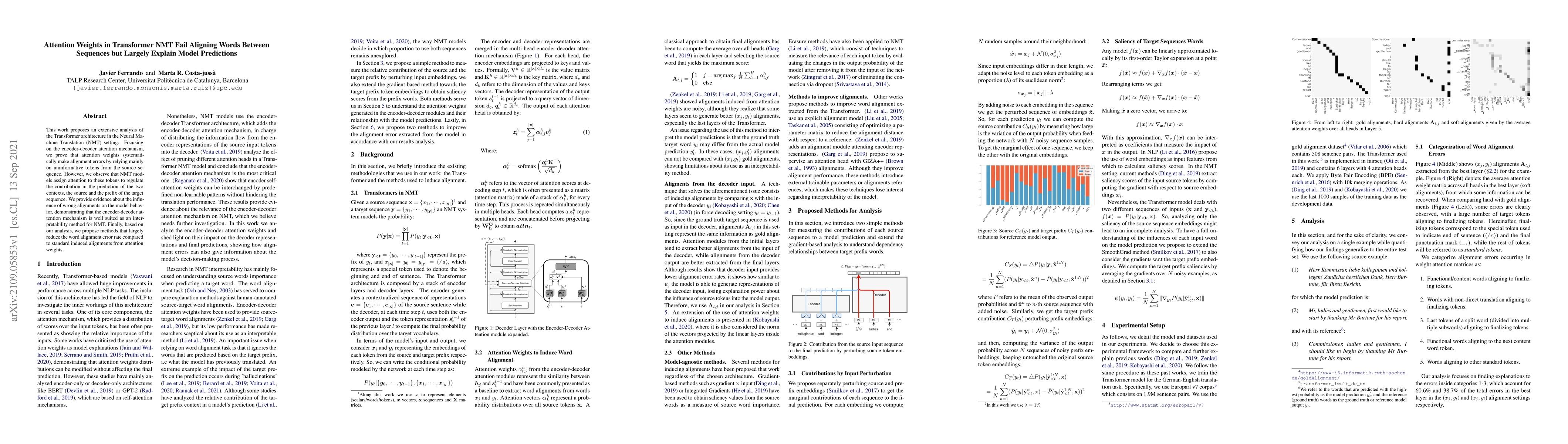 Thumbnail for Attention Weights in Transformer NMT Fail Aligning Words Between
  Sequences but Largely Explain Model Predictions