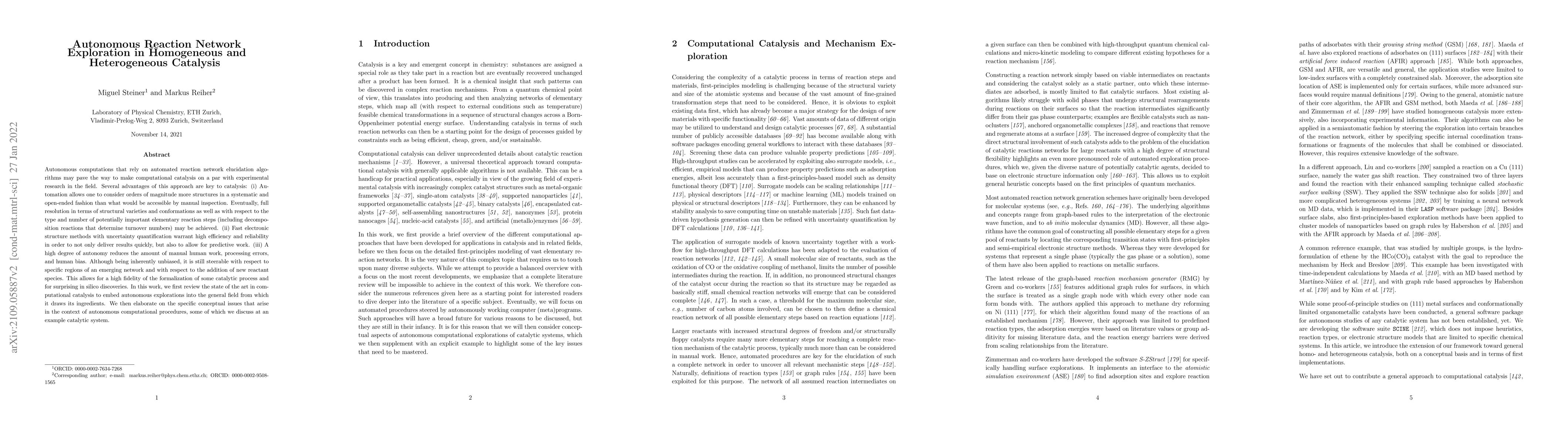Thumbnail for Autonomous Reaction Network Exploration in Homogeneous and Heterogeneous
  Catalysis