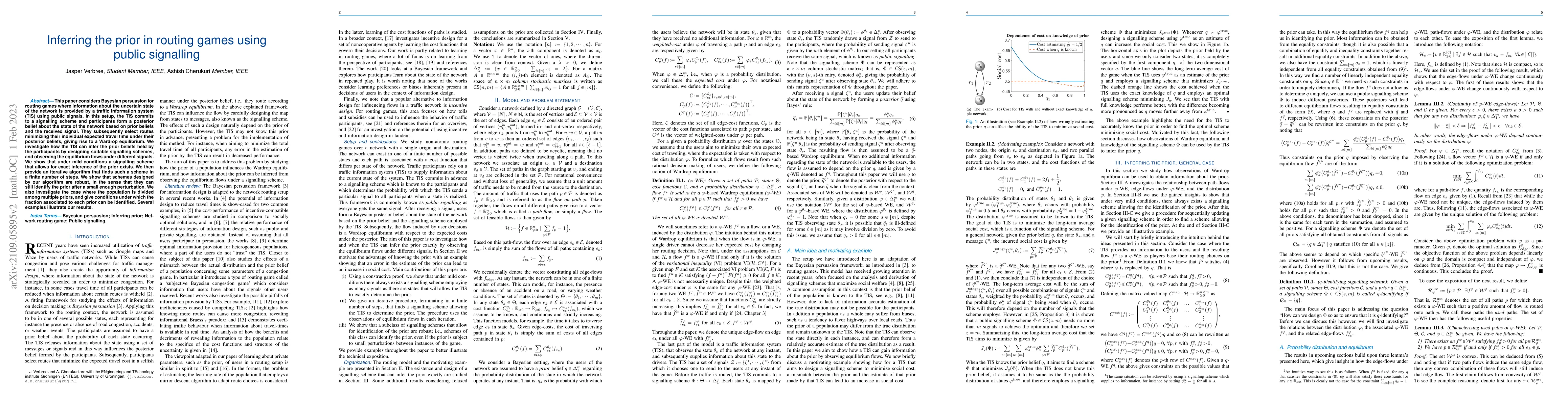 Thumbnail for Inferring the prior in routing games using public signalling