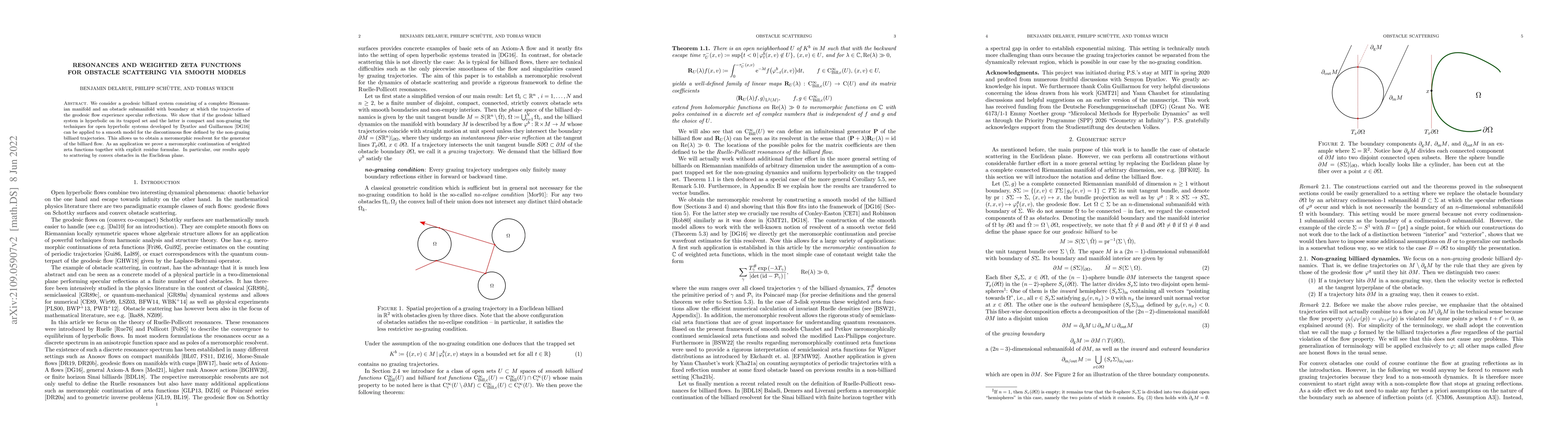 Thumbnail for Resonances and weighted zeta functions for obstacle scattering via
  smooth models
