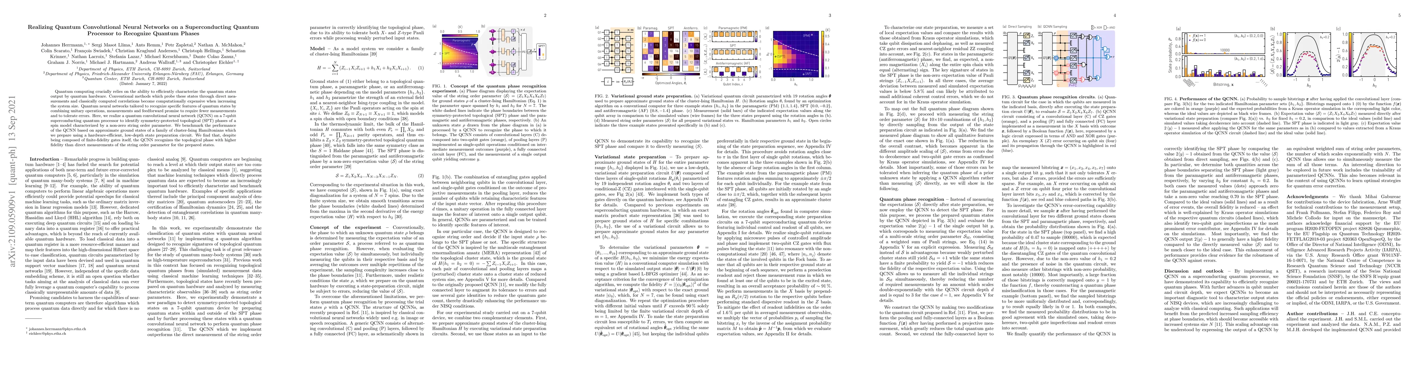 Thumbnail for Realizing Quantum Convolutional Neural Networks on a Superconducting
  Quantum Processor to Recognize Quantum Phases