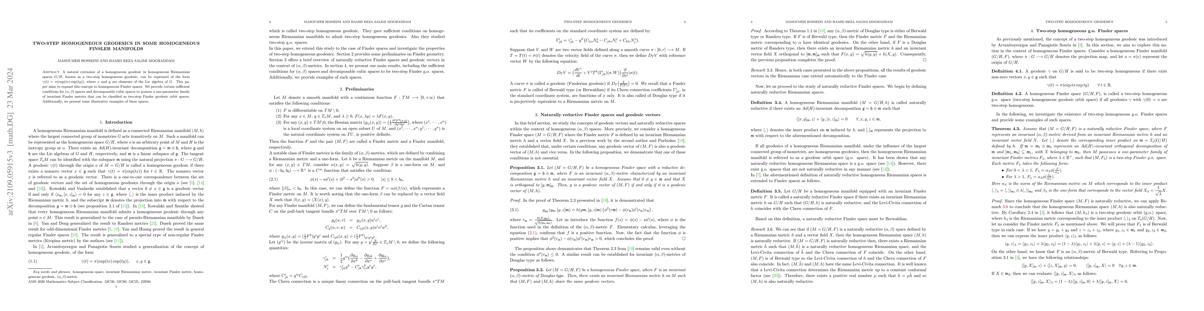 Thumbnail for Two-step homogeneous geodesics in some homogeneous Finsler manifolds