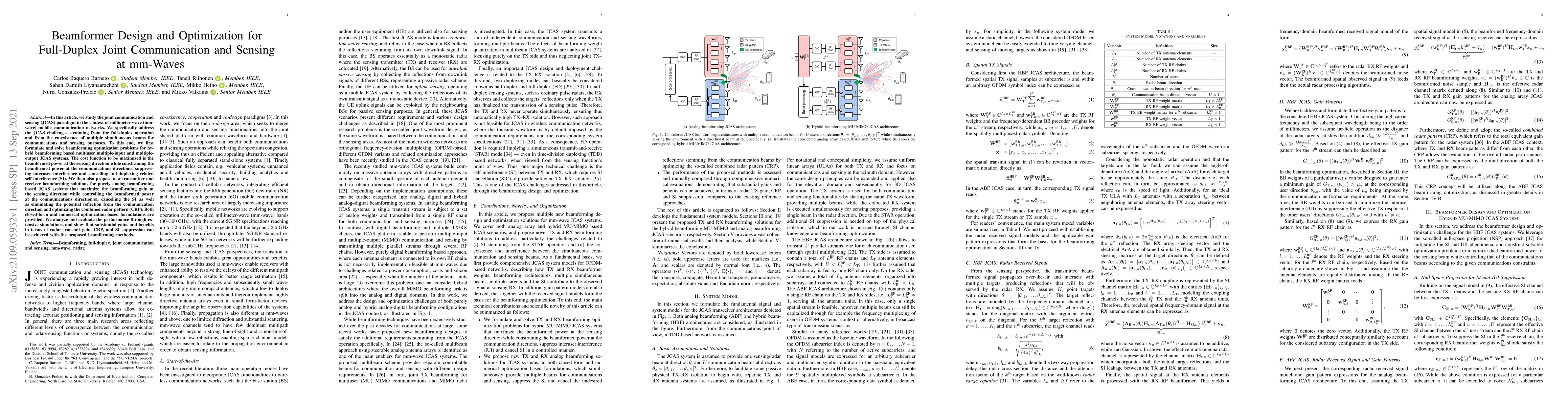 Thumbnail for Beamformer Design and Optimization for Full-Duplex Joint Communication
  and Sensing at mm-Waves