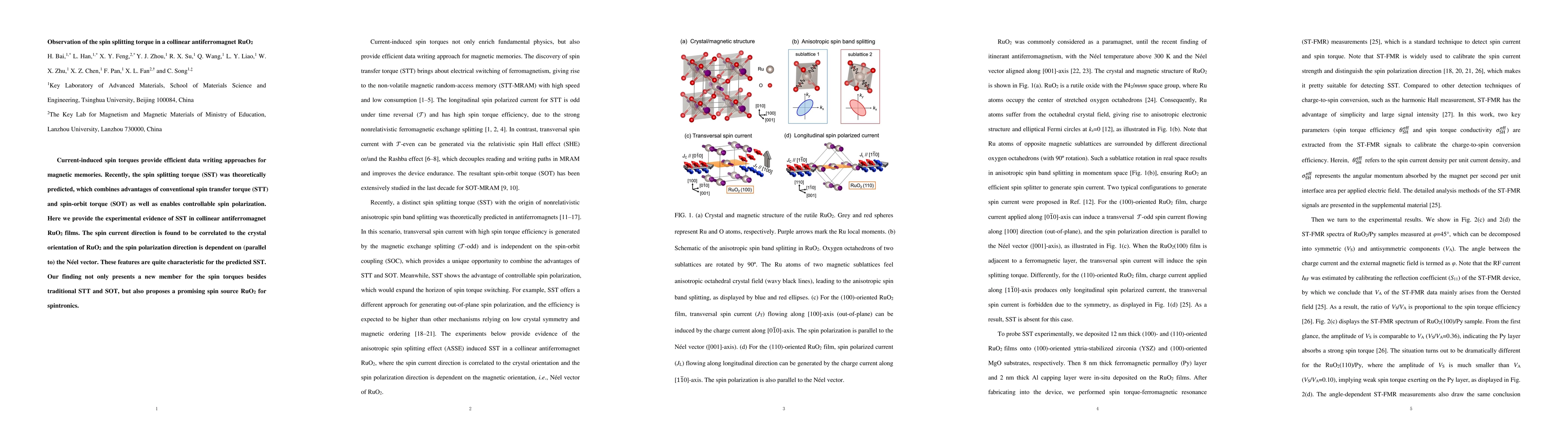 Thumbnail for Observation of spin splitting torque in a collinear antiferromagnet RuO2