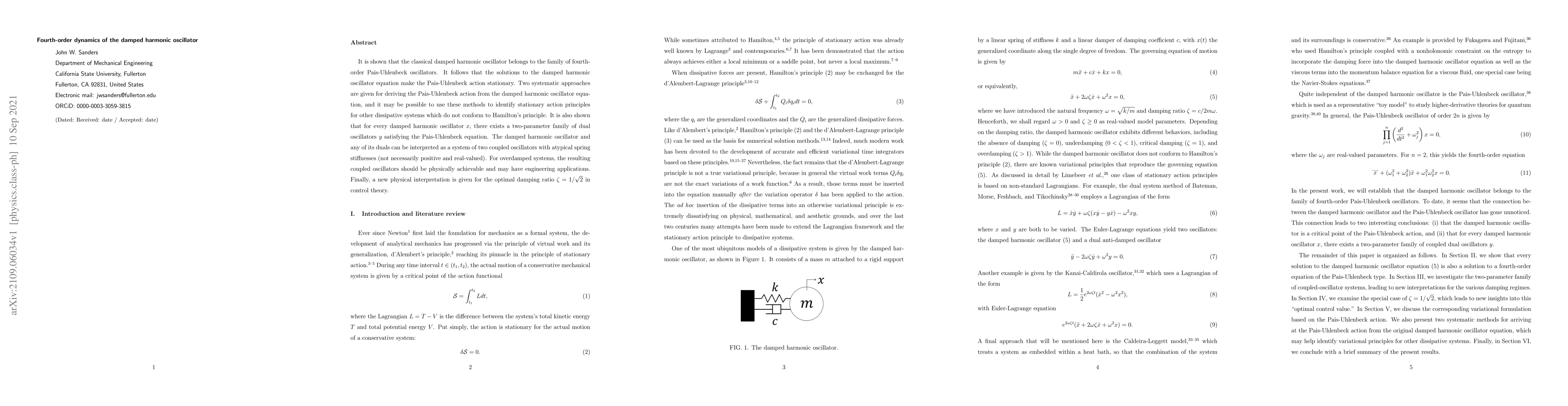 Thumbnail for Fourth-order dynamics of the damped harmonic oscillator